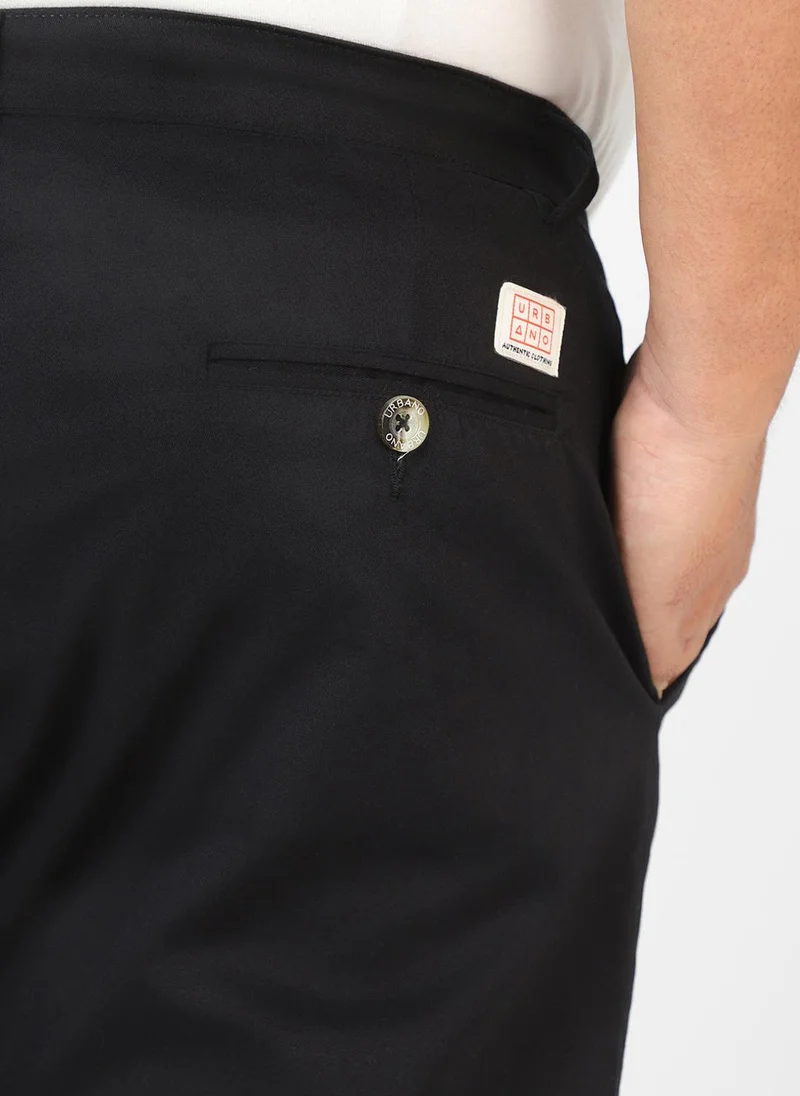 Urbano Fashion  Urbano Plus Men's Black Cotton Regular Fit Casual Chinos Trousers Stretch for Men | Best Price UAE